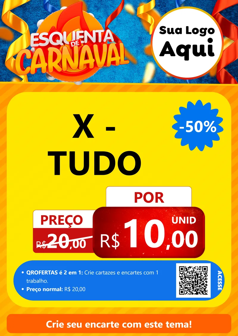 Modelo de Cartaz para Cartaz A4 Vertical com o tema Esquenta de Carnaval para Hamburgueria