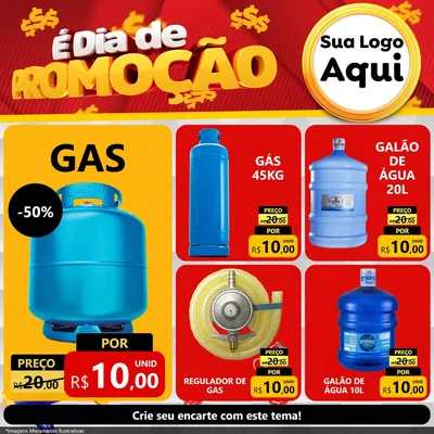 Modelo de Rede Social para Feed Facebook com o tema É Dia De Promoção para Água e gás
