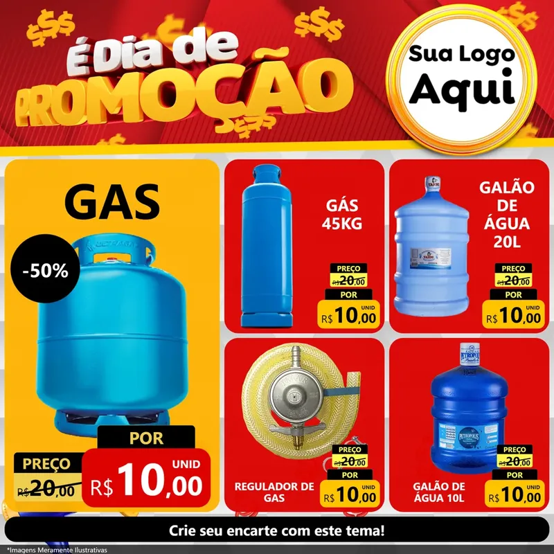 Modelo de Rede Social para Feed Facebook com o tema É Dia De Promoção para Água e gás