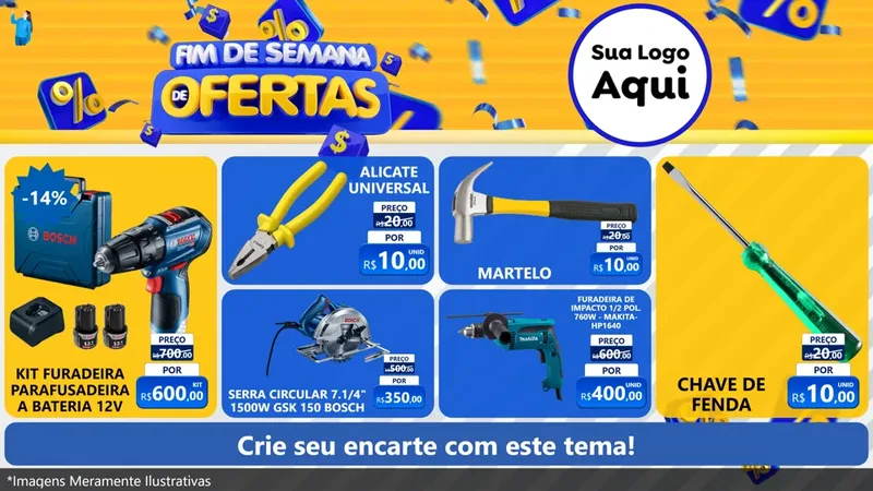 Modelo de TV para TV Horizontal com o tema Fim de Semana de Ofertas para Maquinas e Ferramentas