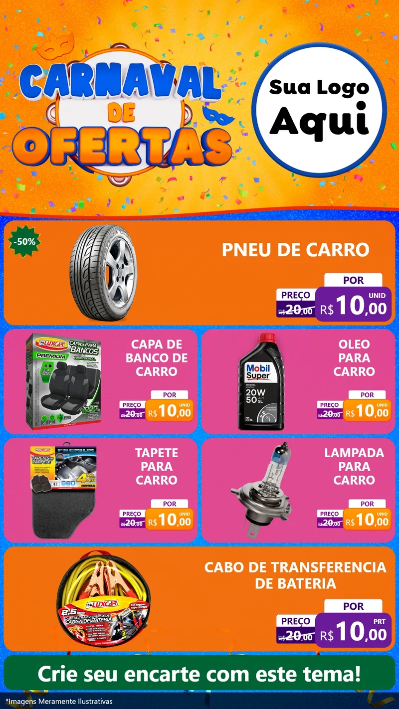 Modelo de TV para TV Vertical com o tema Carnaval de Ofertas para Auto peças