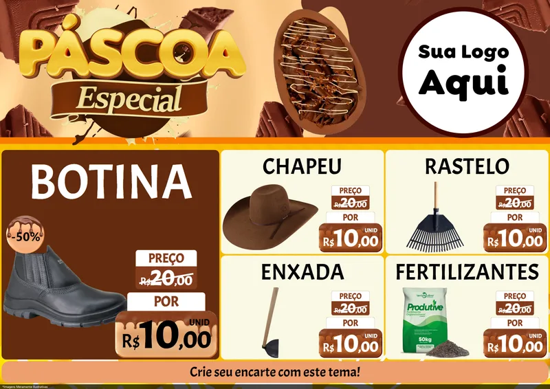 Modelo de Encarte para Encarte A4 Horizontal com o tema Páscoa Especial para Agropecuária