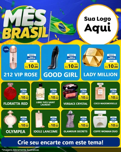 Modelo de Rede Social para Feed Instagram com o tema Mês do Brasil para Perfumes