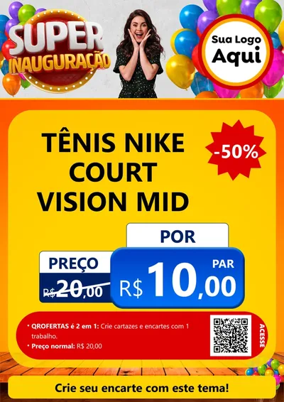 Modelo de Cartaz para Cartaz A4 Vertical com o tema Super Inauguração para Calçados