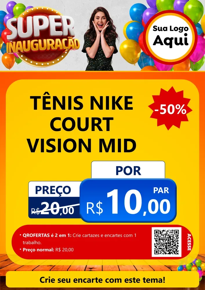 Modelo de Cartaz para Cartaz A4 Vertical com o tema Super Inauguração para Calçados