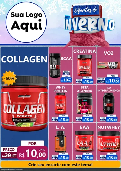 Modelo de Encarte para Encarte A4 Vertical com o tema Ofertas de Inverno para Suplementos alimentares