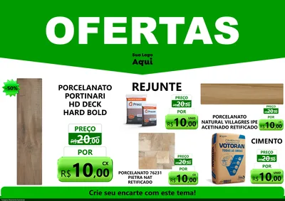 Modelo de Encarte para Encarte A4 Horizontal com o tema Ofertas Verde Cartaz para Pisos e revestimentos