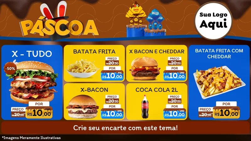 Modelo de TV para TV Horizontal com o tema Páscoa para Hamburgueria