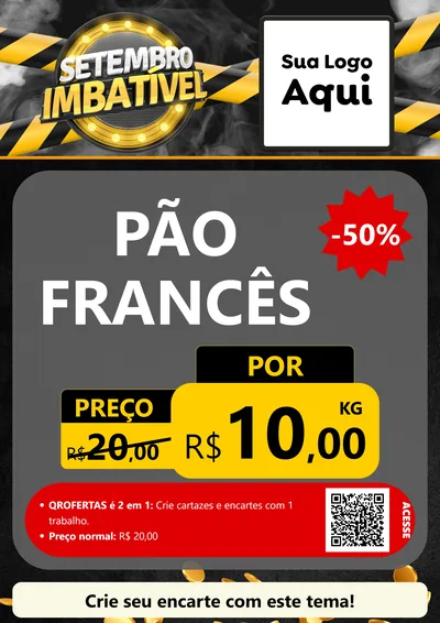 Modelo de Cartaz para Cartaz A4 Vertical com o tema Setembro Imbatível para Padaria
