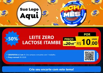 Modelo de Cartaz para Cartaz A4 Horizontal com o tema Fecha Mês para Frios e Laticínios