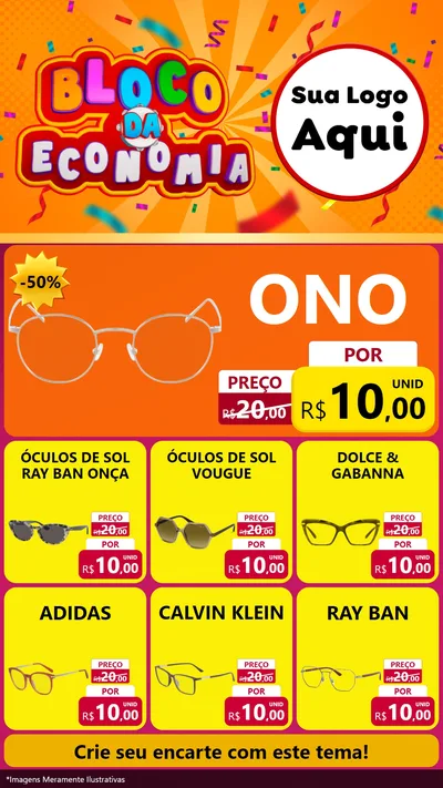 Modelo de Rede Social para Stories com o tema Bloco da Economia para Óticas