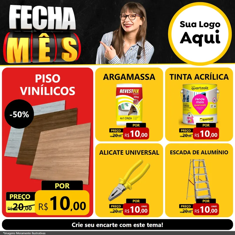 Modelo de Rede Social para Feed Facebook com o tema Fecha Mês para Material para Construção