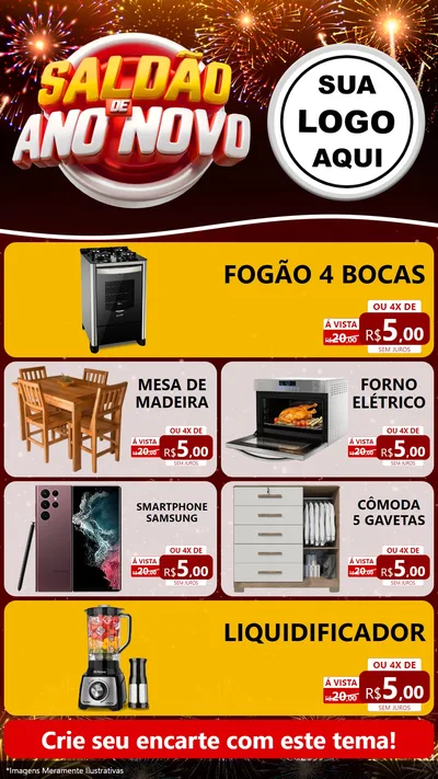 Modelo de TV para TV Vertical com o tema Saldão de Ano Novo para Móveis e Eletro