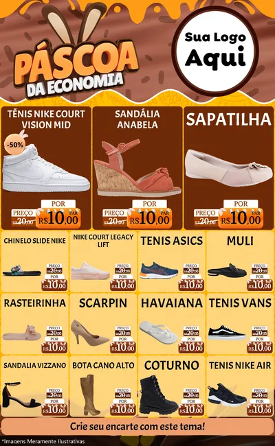 Modelo de Encarte para Encarte Grande com o tema Páscoa da Economia para Calçados