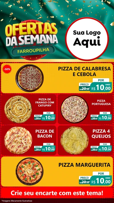 Modelo de TV para TV Vertical com o tema Ofertas da Semana Farroupilha para Pizzaria