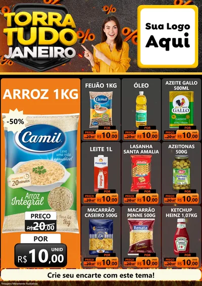 Modelo de Encarte para Encarte A4 Vertical com o tema Torra Tudo Janeiro para Supermercado