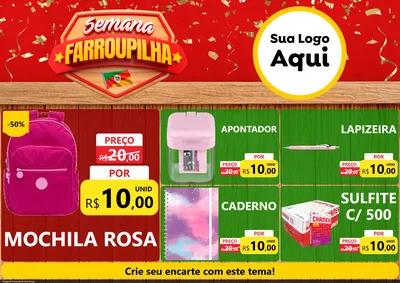 Modelo de Encarte para Encarte A4 Horizontal com o tema Semana Farroupilha para Papelaria