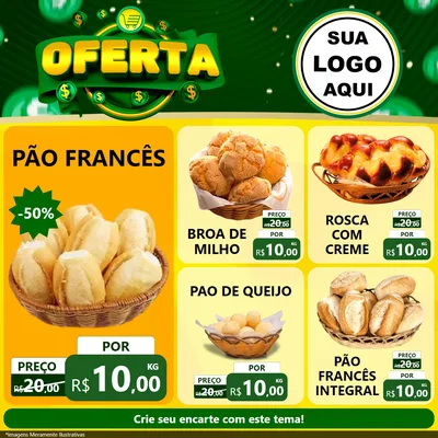 Modelo de Rede Social para Feed Facebook com o tema Oferta para Padaria