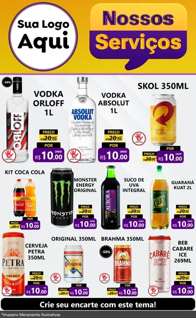 Modelo de Encarte para Encarte Grande com o tema Nossos Serviços para Distribuidora de bebidas
