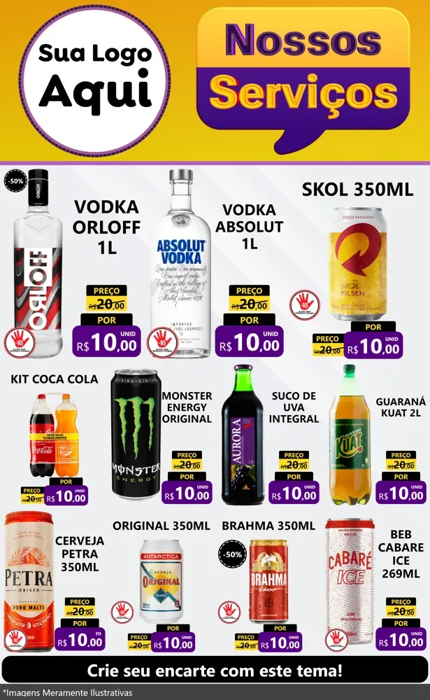 Modelo de Encarte para Encarte Grande com o tema Nossos Serviços para Distribuidora de bebidas