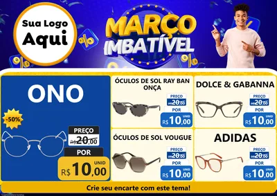 Modelo de Encarte para Encarte A4 Horizontal com o tema Março Imbatível para Óticas