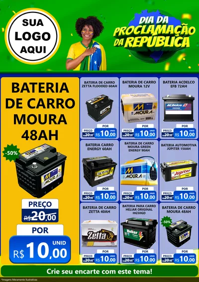 Modelo de Encarte para Encarte A4 Vertical com o tema Dia Da Proclamação Da República para Baterias Elétricas