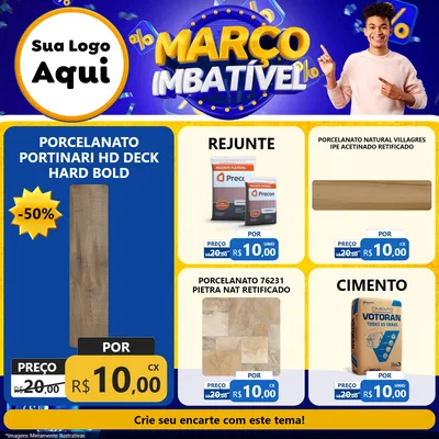 Modelo de Rede Social para Feed Facebook com o tema Março Imbatível para Pisos e revestimentos