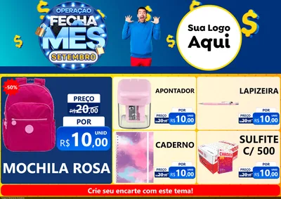 Modelo de Encarte para Encarte A4 Horizontal com o tema Operação Fecha Mês Setembro para Papelaria