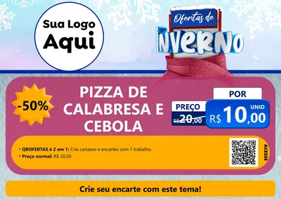 Modelo de Cartaz para Cartaz A4 Horizontal com o tema Ofertas de Inverno para Pizzaria