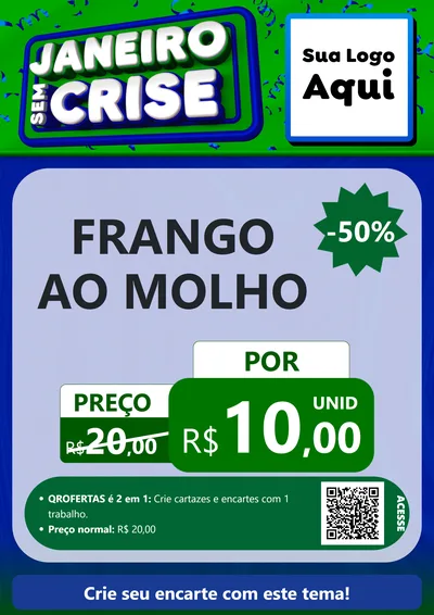 Modelo de Cartaz para Cartaz A4 Vertical com o tema Janeiro Sem Crise para Restaurante