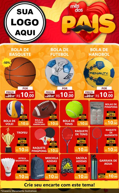 Modelo de Encarte para Encarte Grande com o tema Mês Dos Pais para Artigos Esportivos