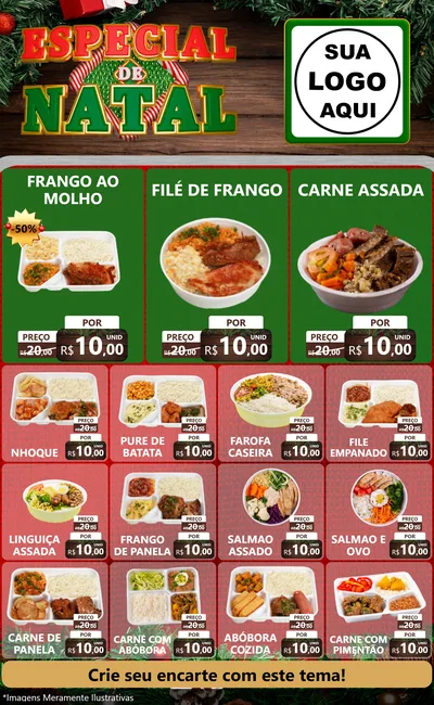 Modelo de Encarte para Encarte Grande com o tema Especial de Natal para Restaurante