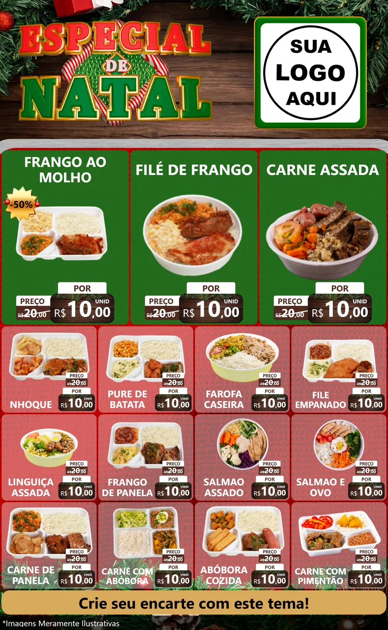 Modelo de Encarte para Encarte Grande com o tema Especial de Natal para Restaurante