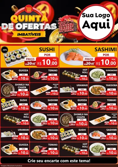 Modelo de Encarte para Encarte A4 Vertical com o tema Quinta de Ofertas Imbatíveis para Comida japonesa