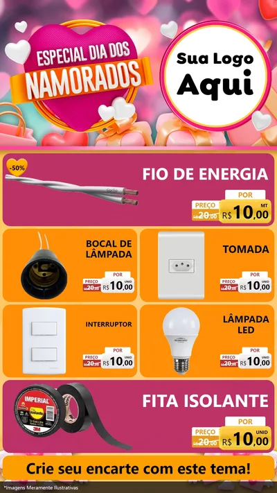 Modelo de TV para TV Vertical com o tema Especial Dia dos Namorados para Materiais Elétricos