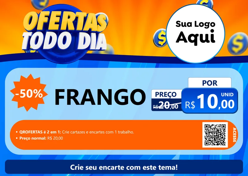 Modelo de Cartaz para Cartaz A4 Horizontal com o tema Ofertas Todo Dia para Assados
