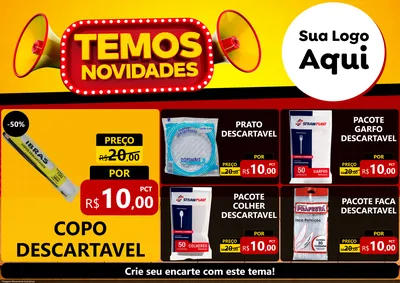Modelo de Encarte para Encarte A4 Horizontal com o tema Temos Novidades para Embalagens