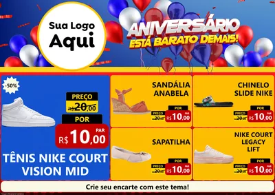 Modelo de Encarte para Encarte A4 Horizontal com o tema Aniversário para Calçados