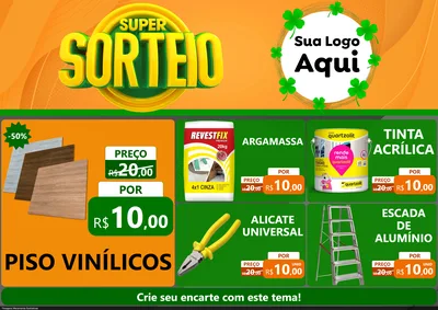 Modelo de Encarte para Encarte A4 Horizontal com o tema Super Sorteio para Material para Construção