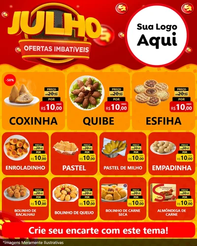 Modelo de Rede Social para Feed Instagram com o tema Julho Ofertas Imbatíveis para Salgadaria