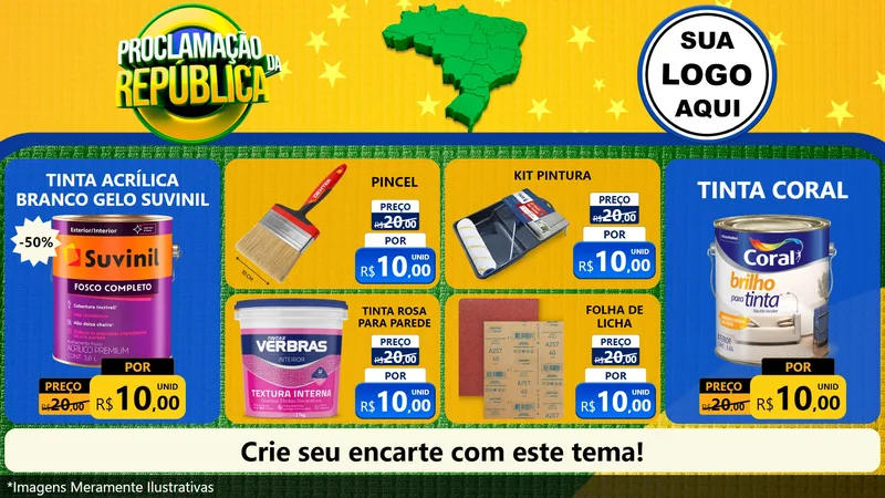 Modelo de TV para TV Horizontal com o tema Proclamação da República para Tintas e Ferramentas