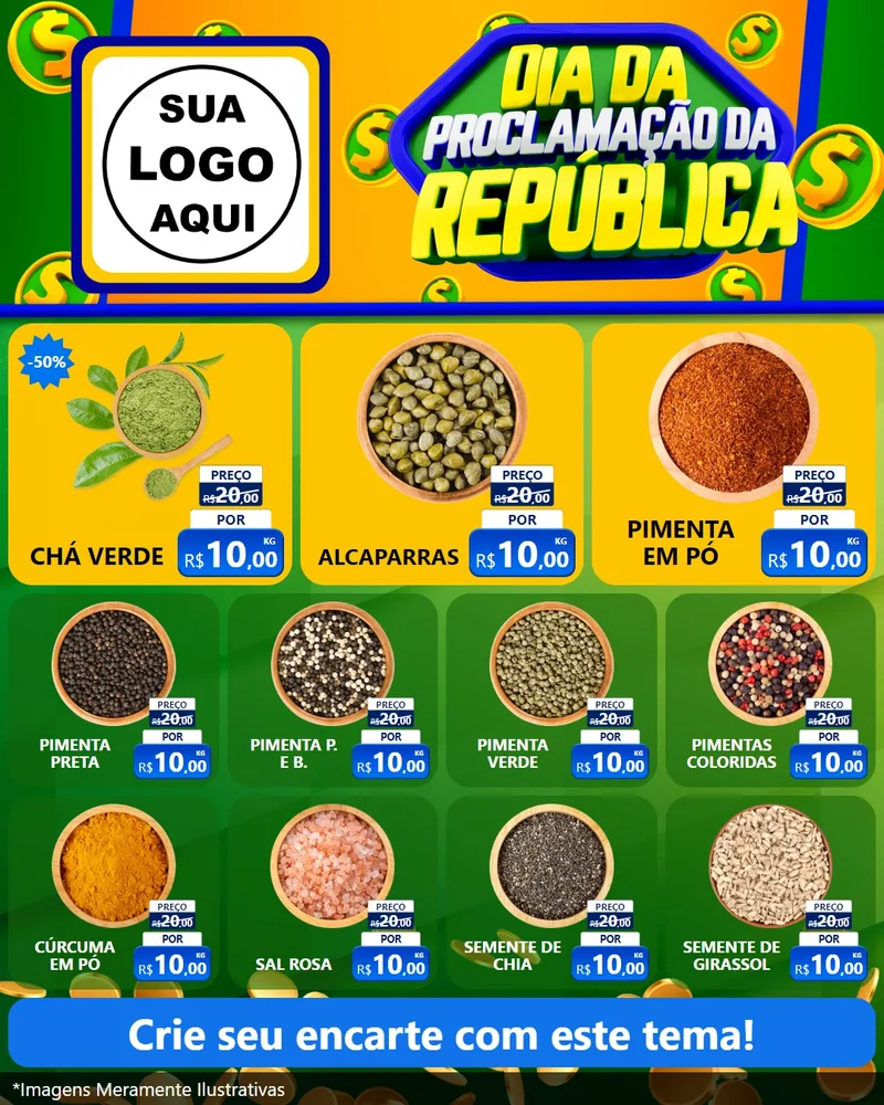 Modelo de Rede Social para Feed Instagram com o tema Dia Da Proclamação da República para Produtos Naturais