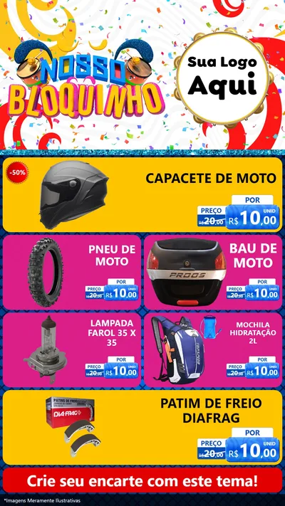 Modelo de TV para TV Vertical com o tema Nosso Bloquinho para Moto peças