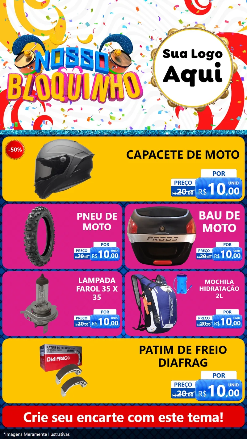Modelo de TV para TV Vertical com o tema Nosso Bloquinho para Moto peças