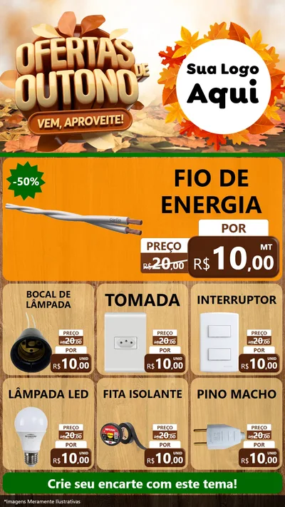 Modelo de Rede Social para Stories com o tema Ofertas de Outono - Vem, Aproveite! para Materiais Elétricos