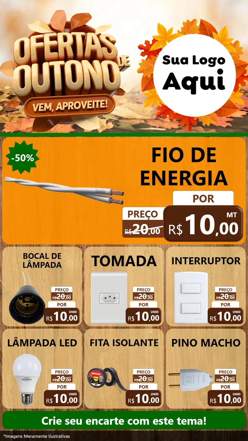 Modelo de Rede Social para Stories com o tema Ofertas de Outono - Vem, Aproveite! para Materiais Elétricos