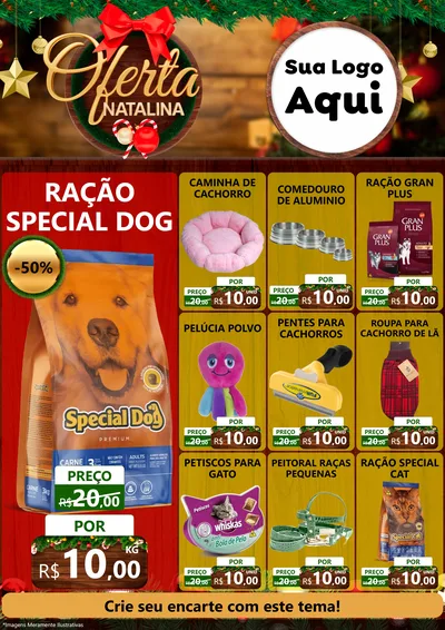 Modelo de Encarte para Encarte A4 Vertical com o tema Ofertas Natalina para Pet Shop