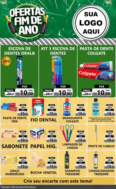 Modelo de Encarte para Encarte Grande com o tema Ofertas Fim de Ano para Higiene Pessoal