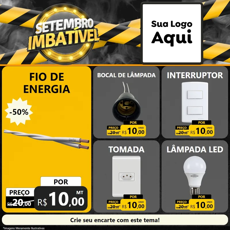 Modelo de Rede Social para Feed Facebook com o tema Setembro Imbatível para Materiais Elétricos