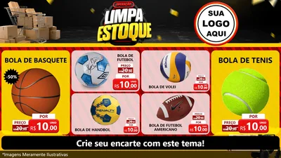 Modelo de TV para TV Horizontal com o tema Operação Limpa Estoque para Artigos Esportivos